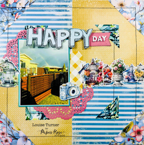 Botanical Blooms Floral Scrapbook Layout - Louise Turner