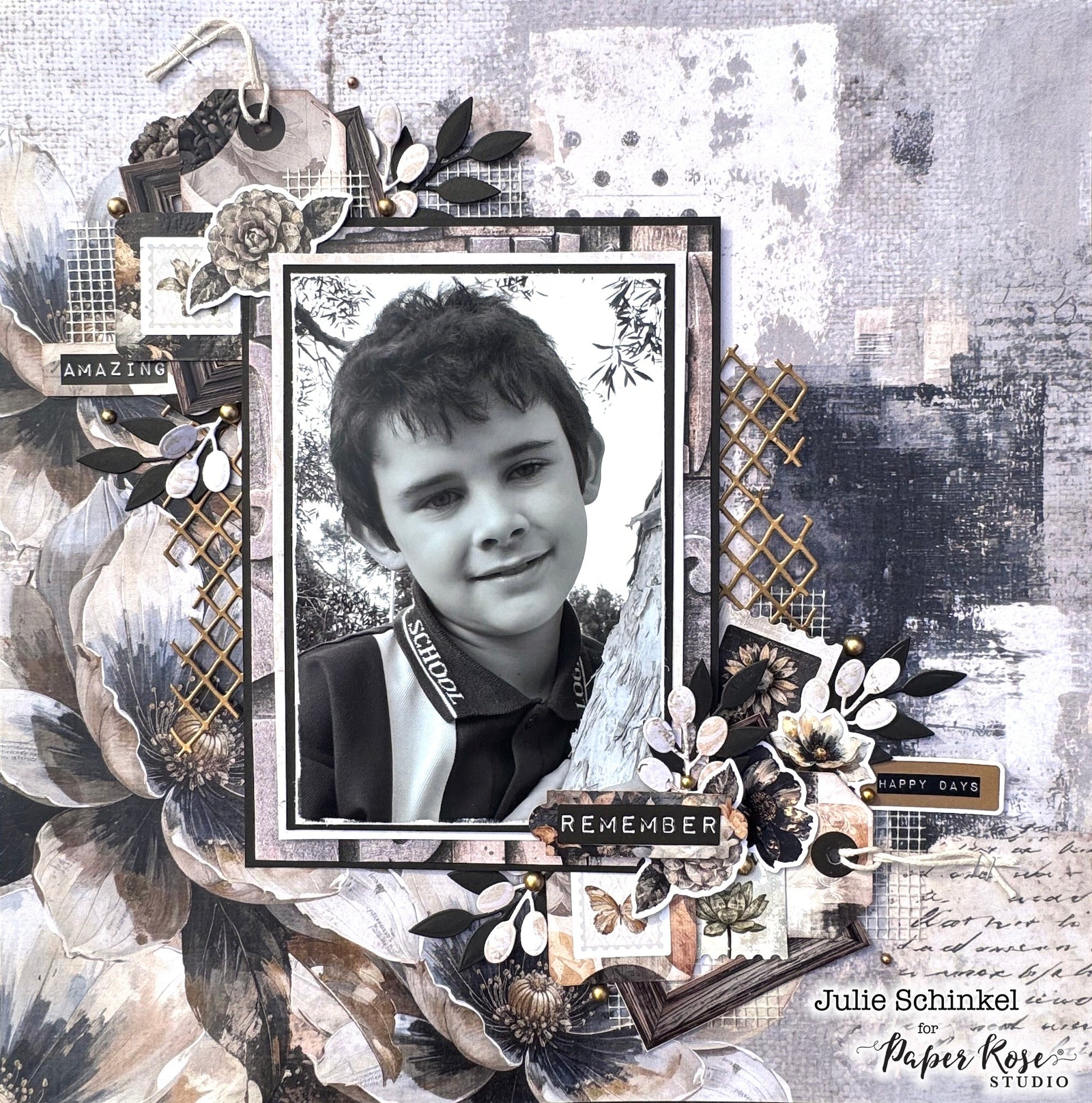 Ink & Ivory Scrapbook Layout - Julie Schinkel