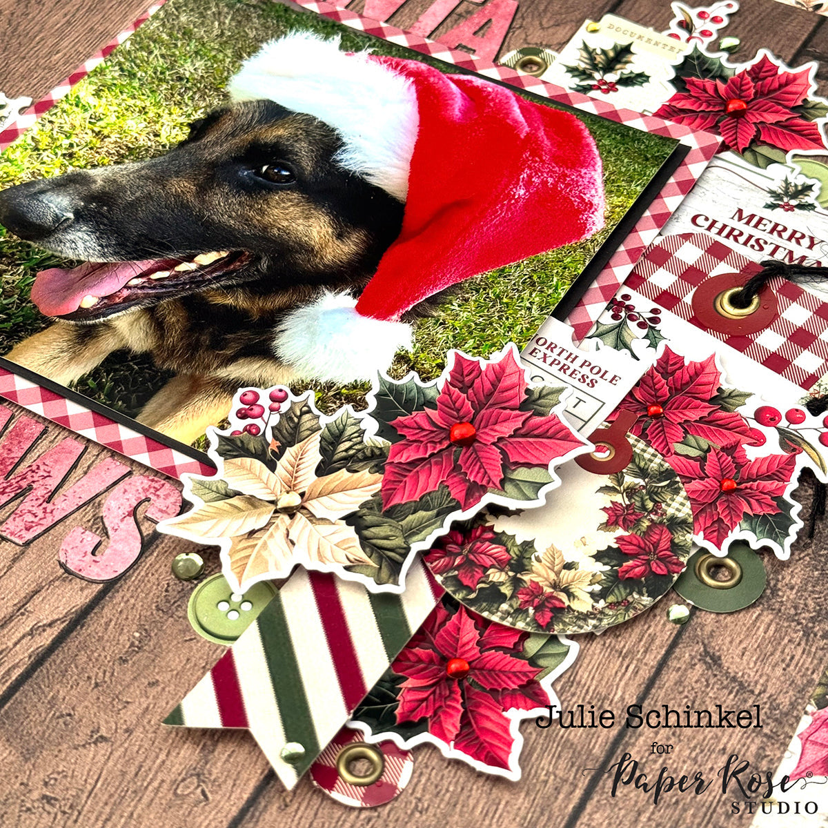 Christmas Holly Scrapbook Layout - Julie Schinkel