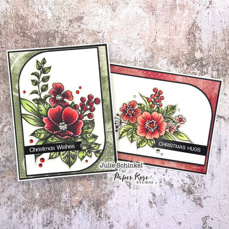 Christmas Bouquets Stamped Cards - Julie Schinkel