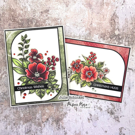 Christmas Bouquet Stamped Cards - Julie Schinkel