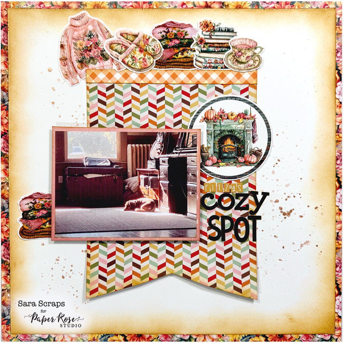 Cozy Fall Scrapbook Layout - Sara Scraps