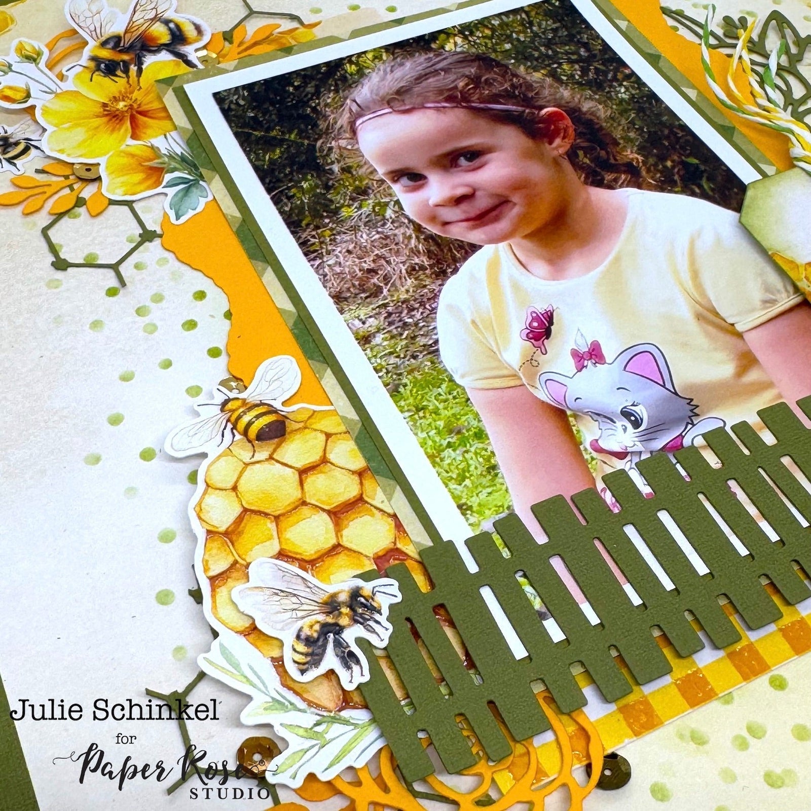 Bees & Butterflies "Bee Yourself" Scrapbook Layout - Julie Schinkel