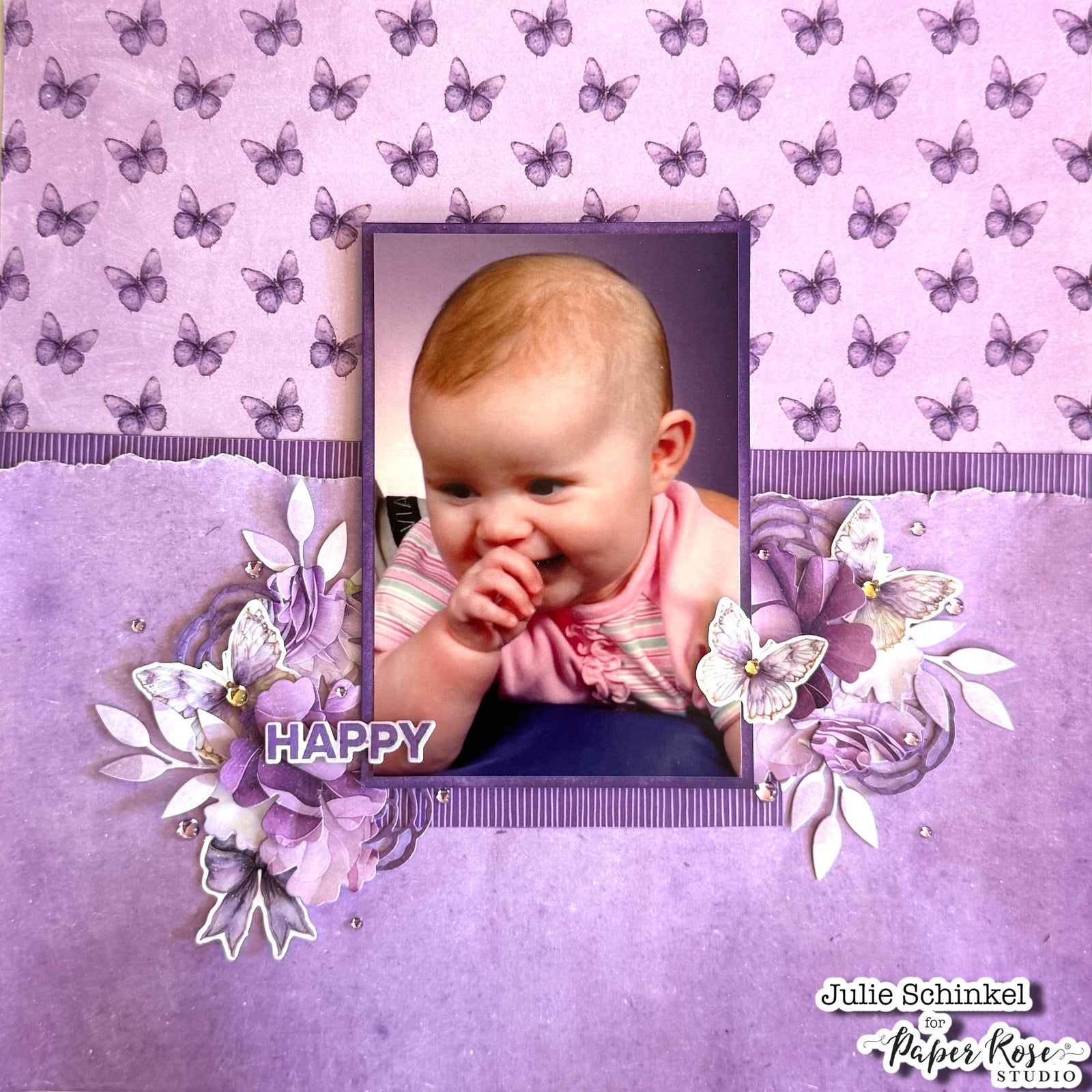 Lavender & Fairies Baby Scrapbook Layout - Julie Schinkel