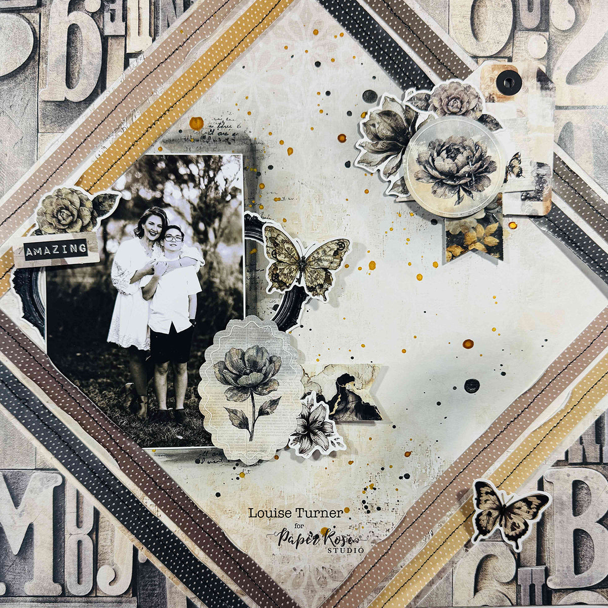 Ink & Ivory Scrapbook Layout - Louise Turner