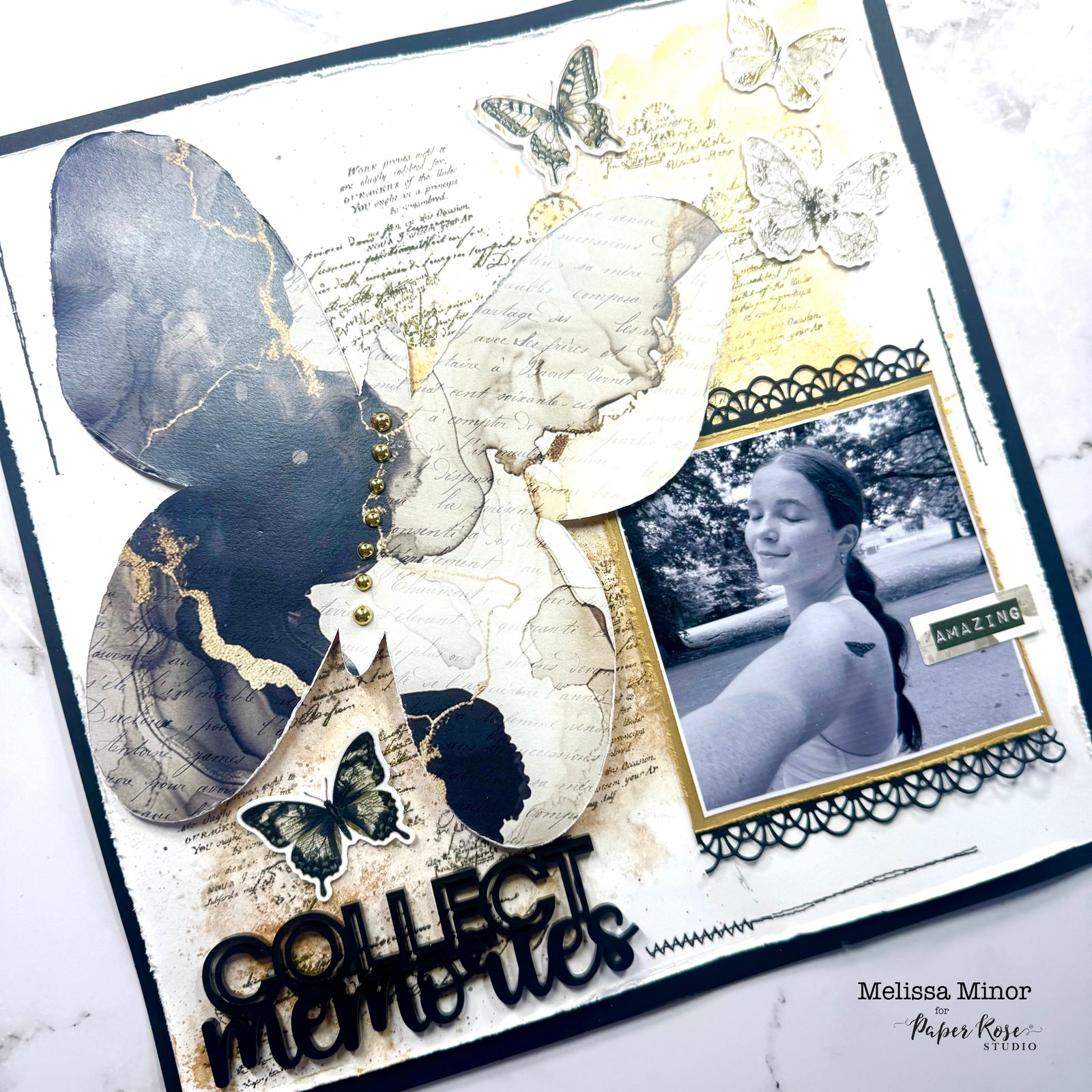 Ink & Ivory Scrapbook Layout - Melissa Minor