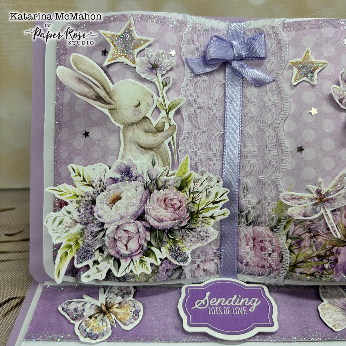 Lavender & Fairies Easel Book Card - Katarina McMahon