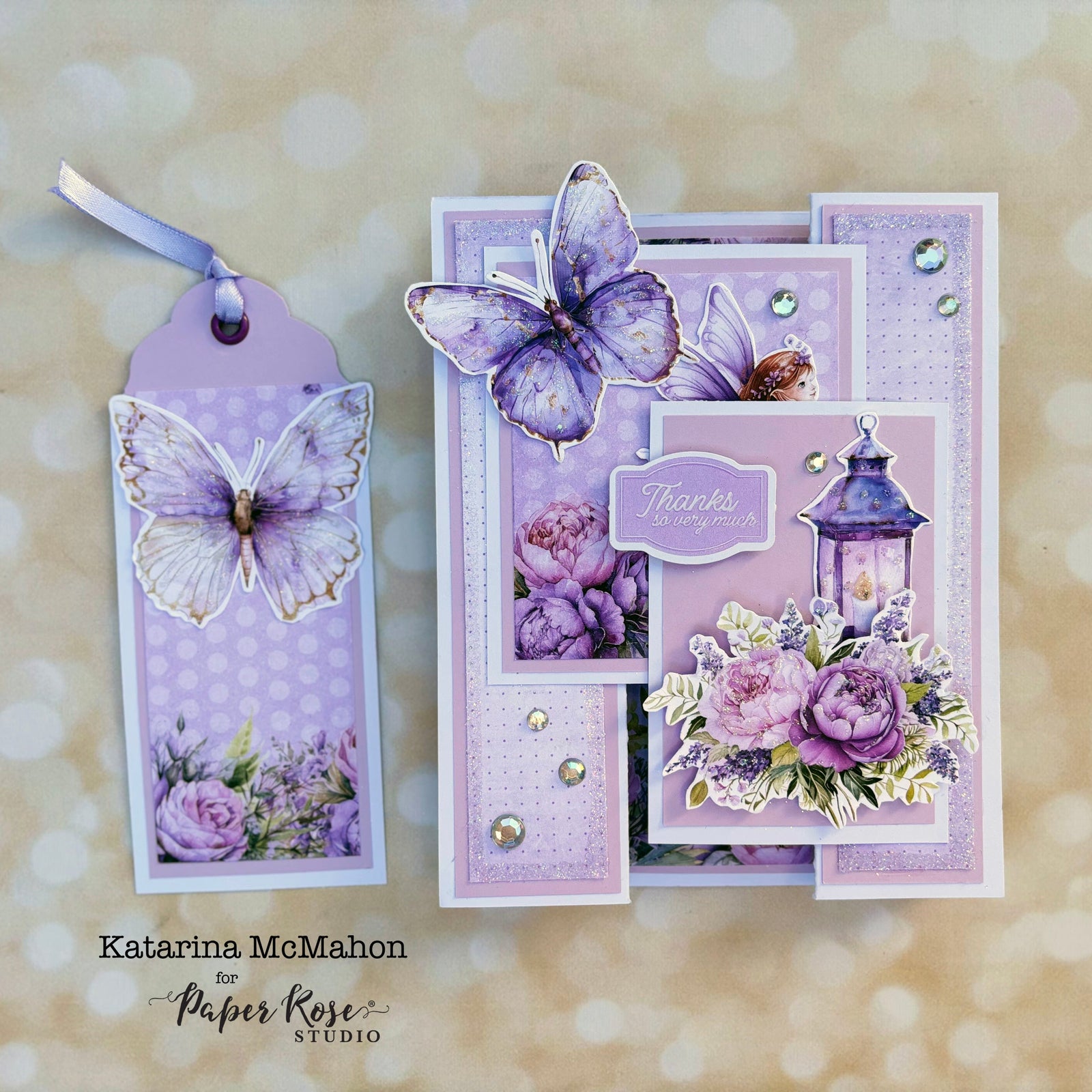 Lavender & Fairies Fun Fold Card - Katarina McMahon