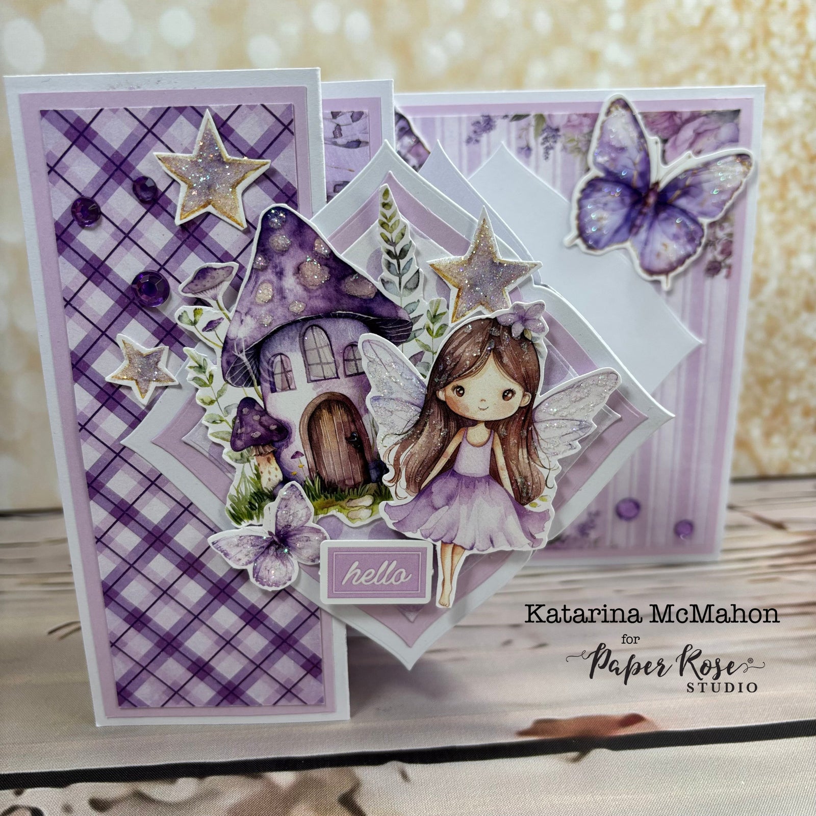 Lavender & Fairies Fun Fold Card - Katarina McMahon