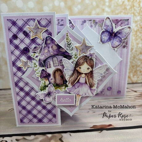 Lavender & Fairies Fun Fold Card - Katarina McMahon