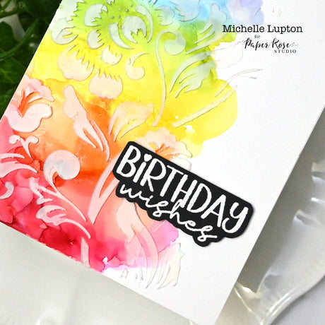 Folk Flowers Stenciled Card - Michelle Lupton