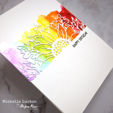 Sunflower Border Hand-Coloured Card - Michelle Lupton