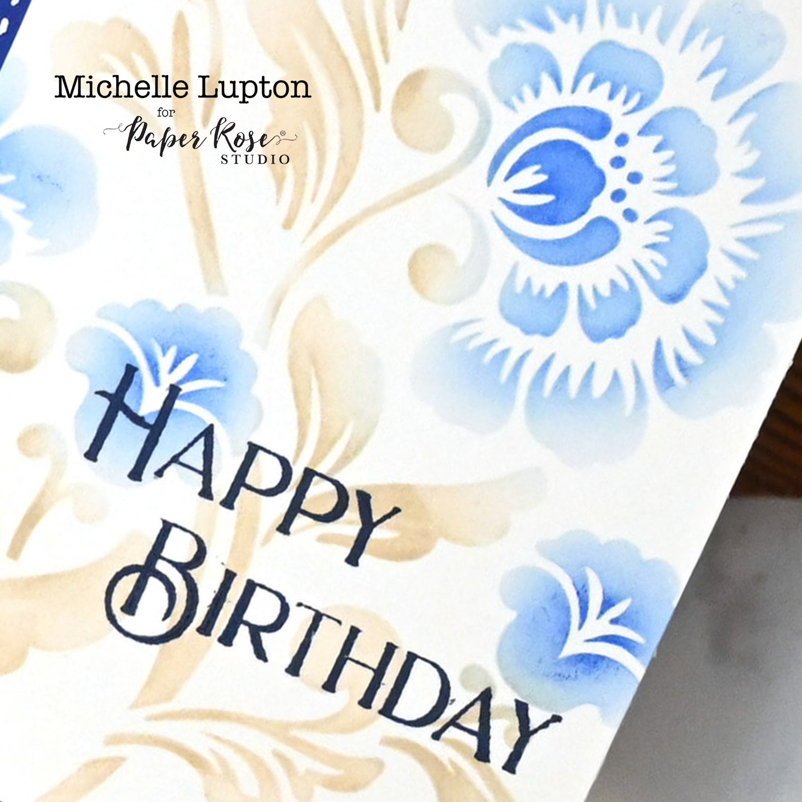 Folk Flowers Stamped & Stenciled Card – Michelle Lupton