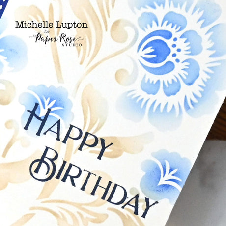 Folk Flowers Stamped & Stenciled Card – Michelle Lupton