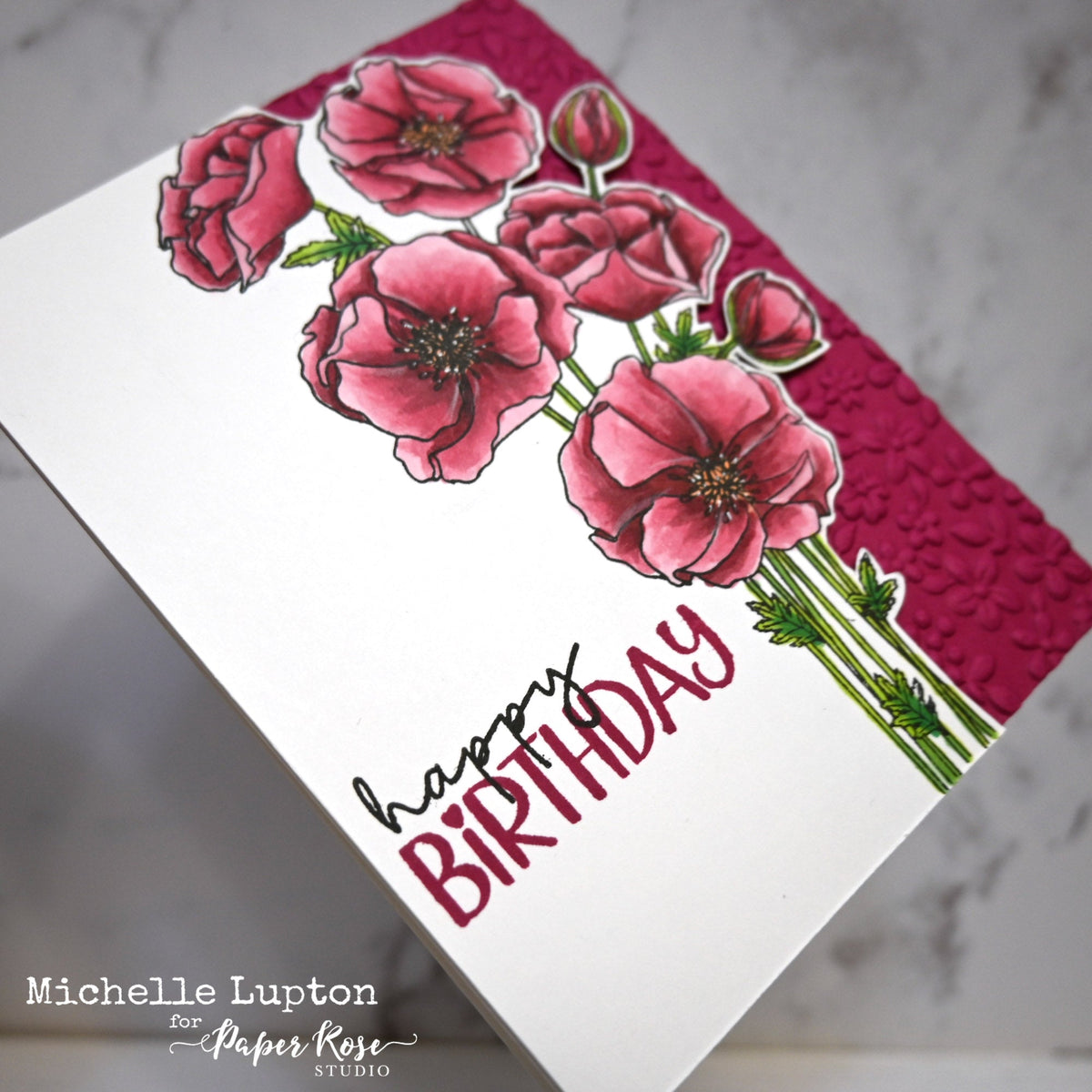 Poppies Hand-Coloured Card - Michelle Lupton