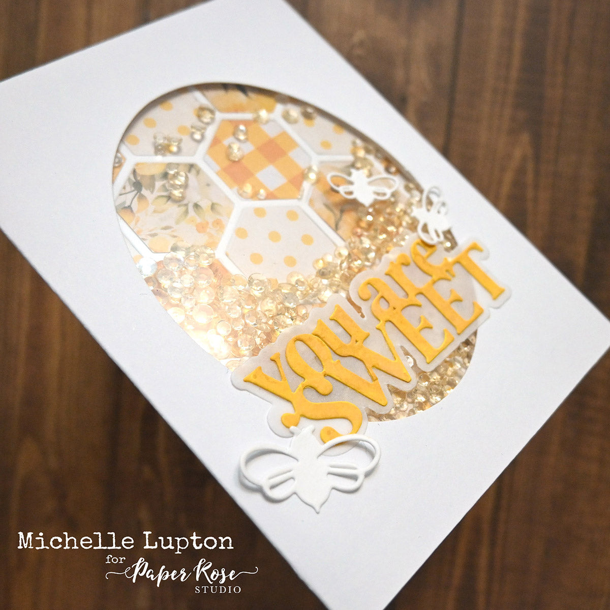 Trifold Oval Window Card Base - Bees & Butterflies Cards - Michelle Lupton