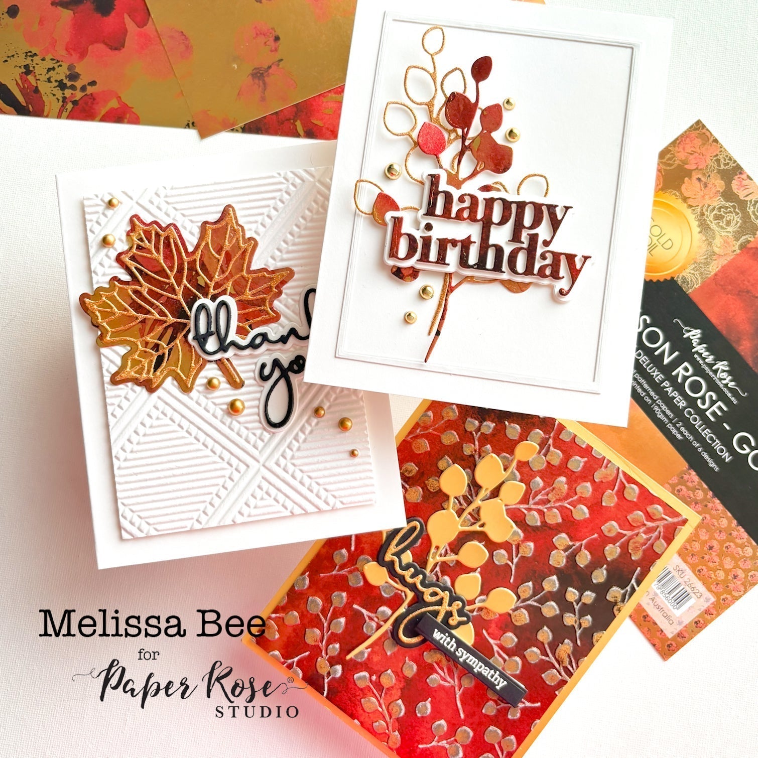 Crimson Rose Autumnal Cards - Melissa Bee