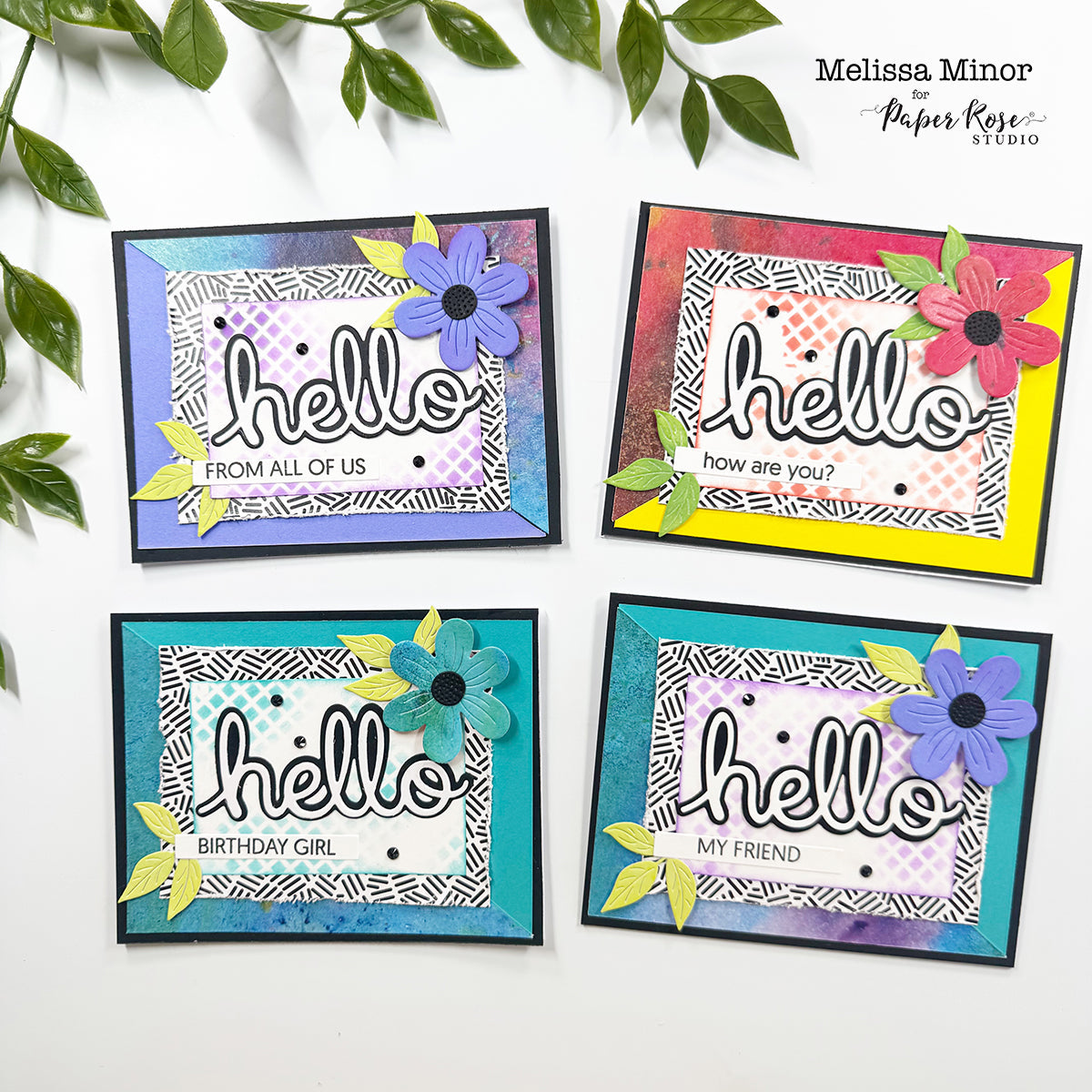 Hello Stamp & Metal Die Cards - Melissa Minor