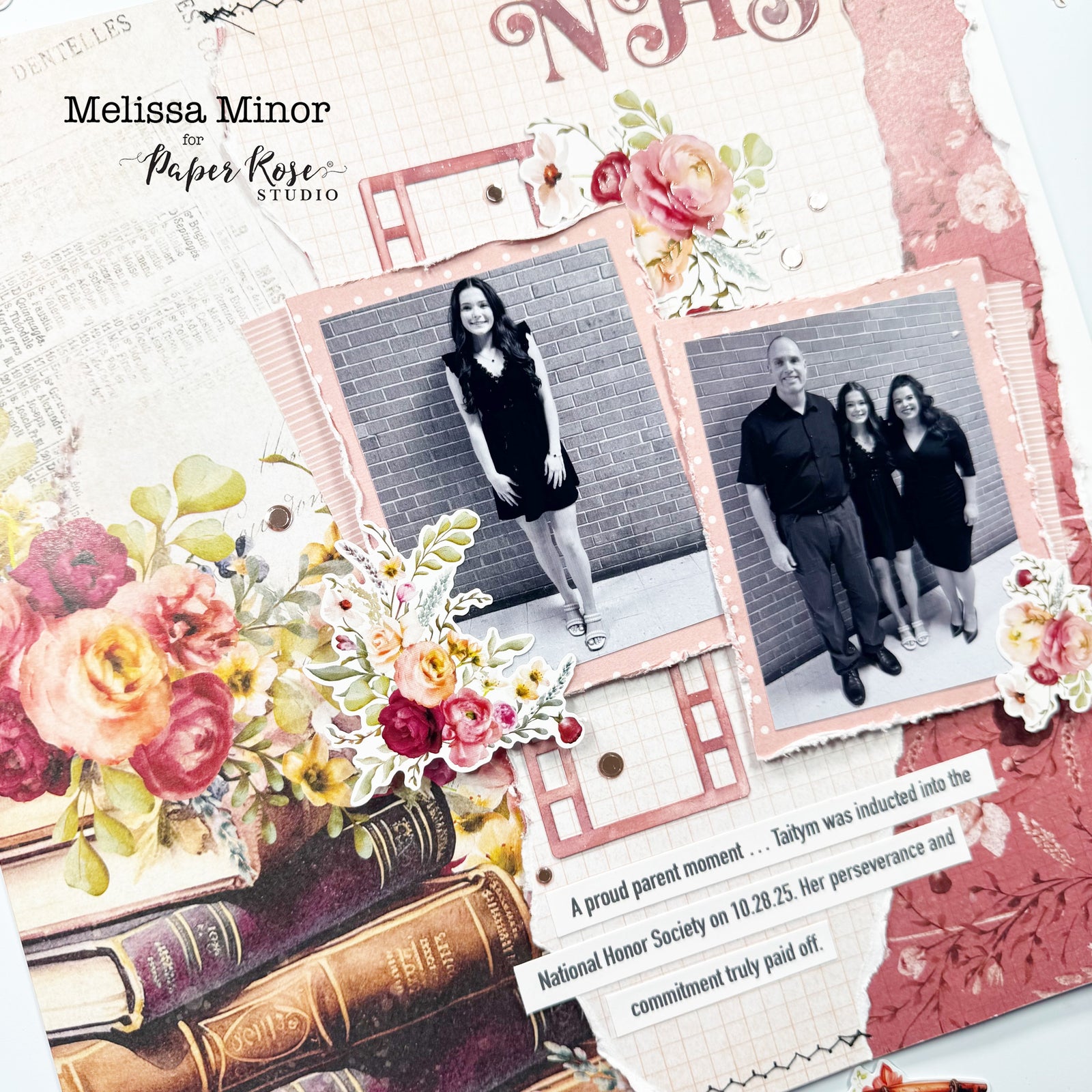 Vintage Rose Scrapbook Layout - Melissa Minor