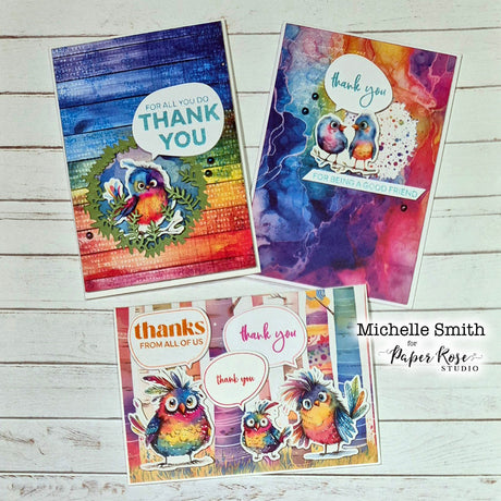 Rainbow Village Bird Thank You Cards - Michelle Smith