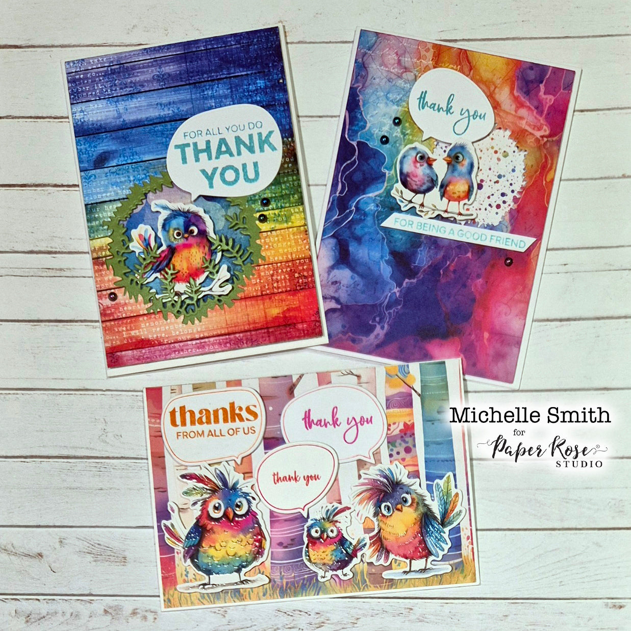 Rainbow Village Bird Thank You Cards - Michelle Smith
