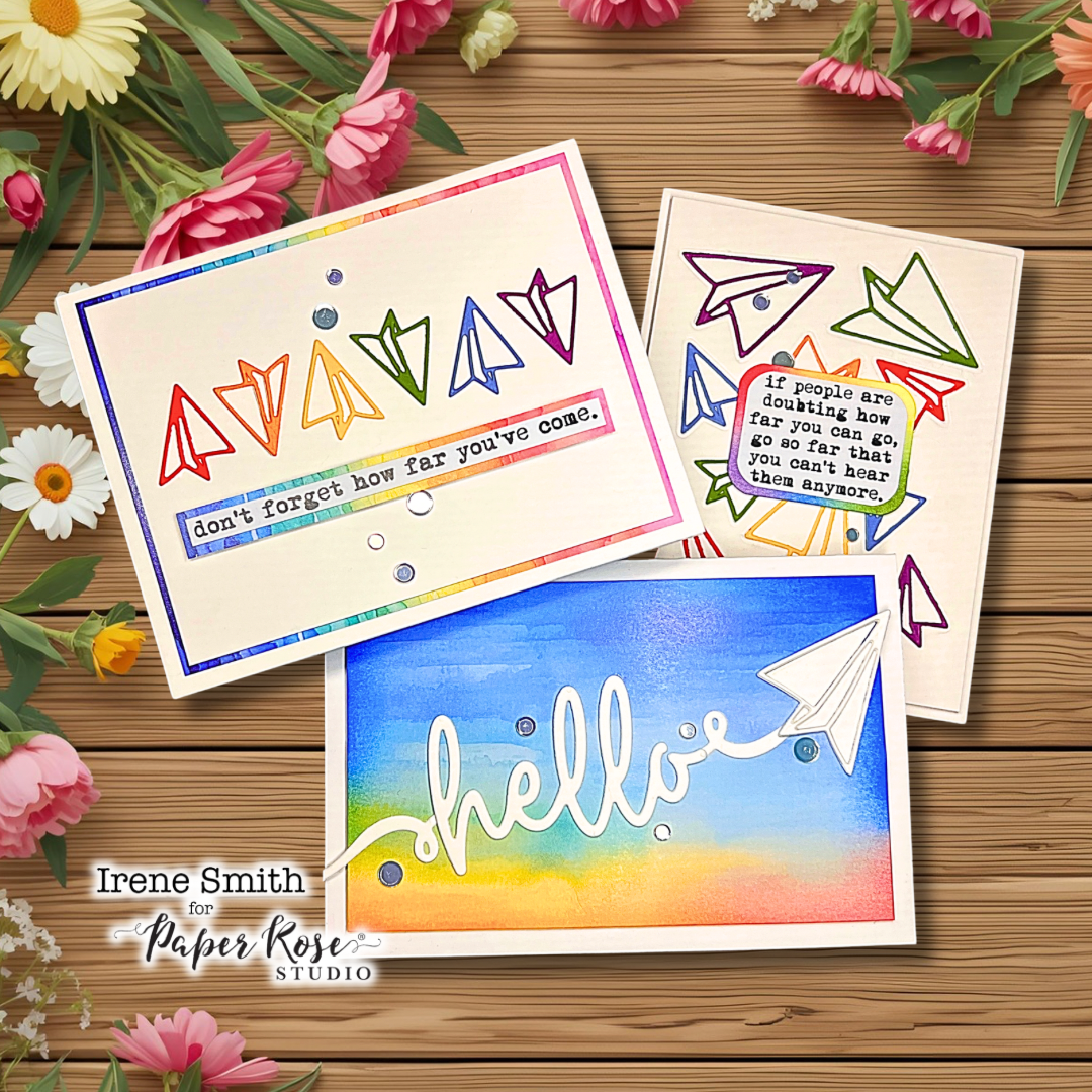 Rainbow Garden Paper Plane Cards - Irene Smith