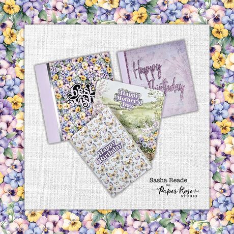 Petals & Pansies Cards with Layered Sentiments - Sasha Reade