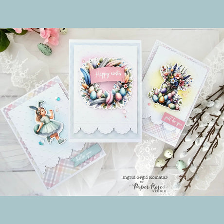 Easter Time Plaids Greeting Cards - Ingrid Grgič Komatar