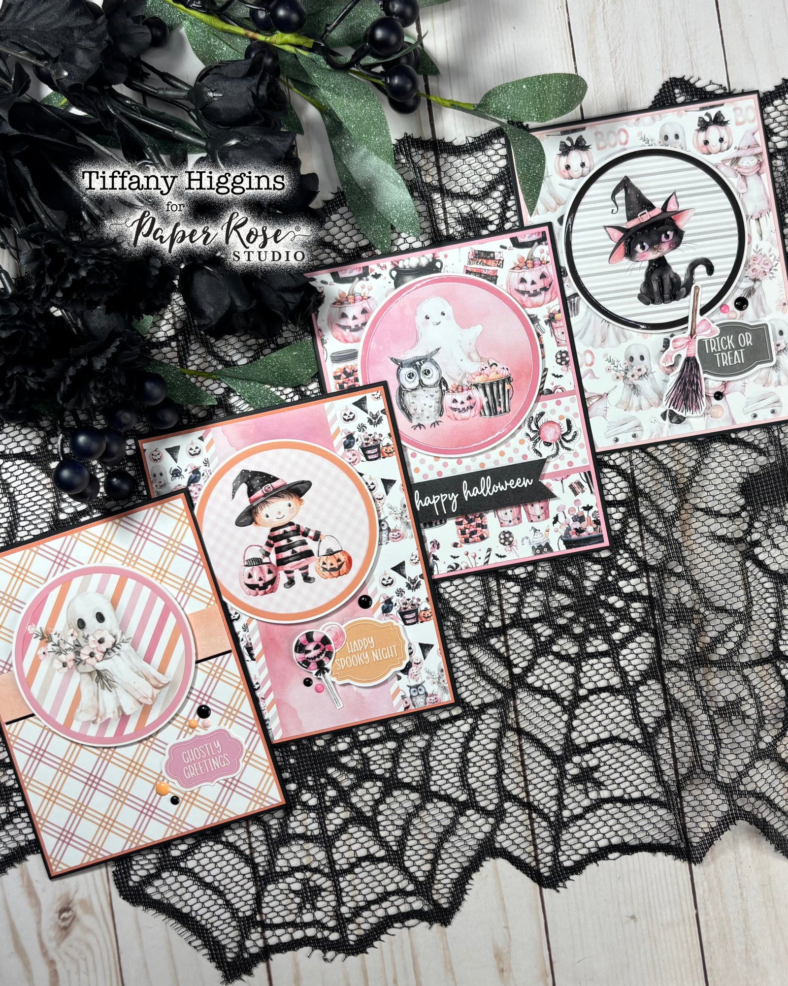 Pink Halloween Cards - Tiffany Higgins