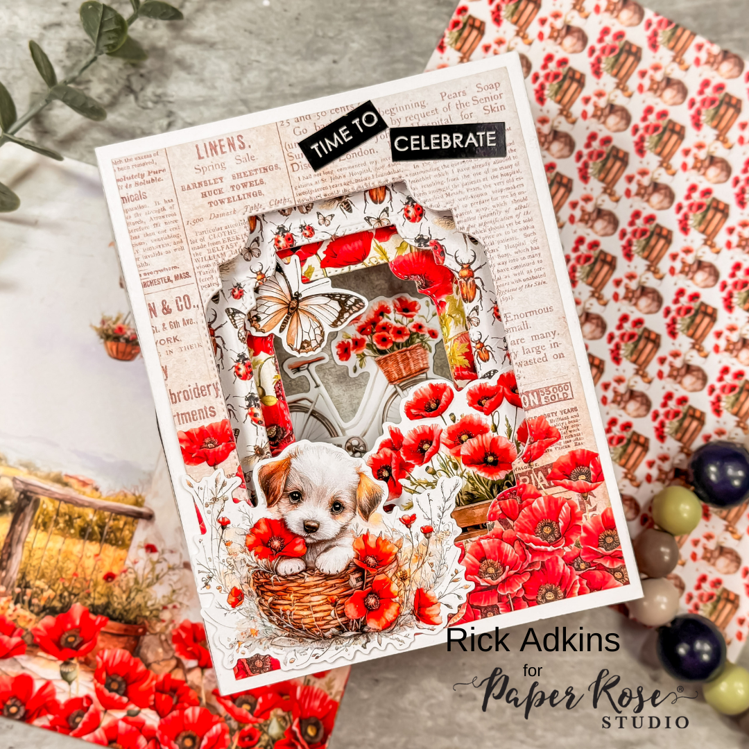 Poppy Garden 3D Shadow Box Diorama Card - Rick Adkins