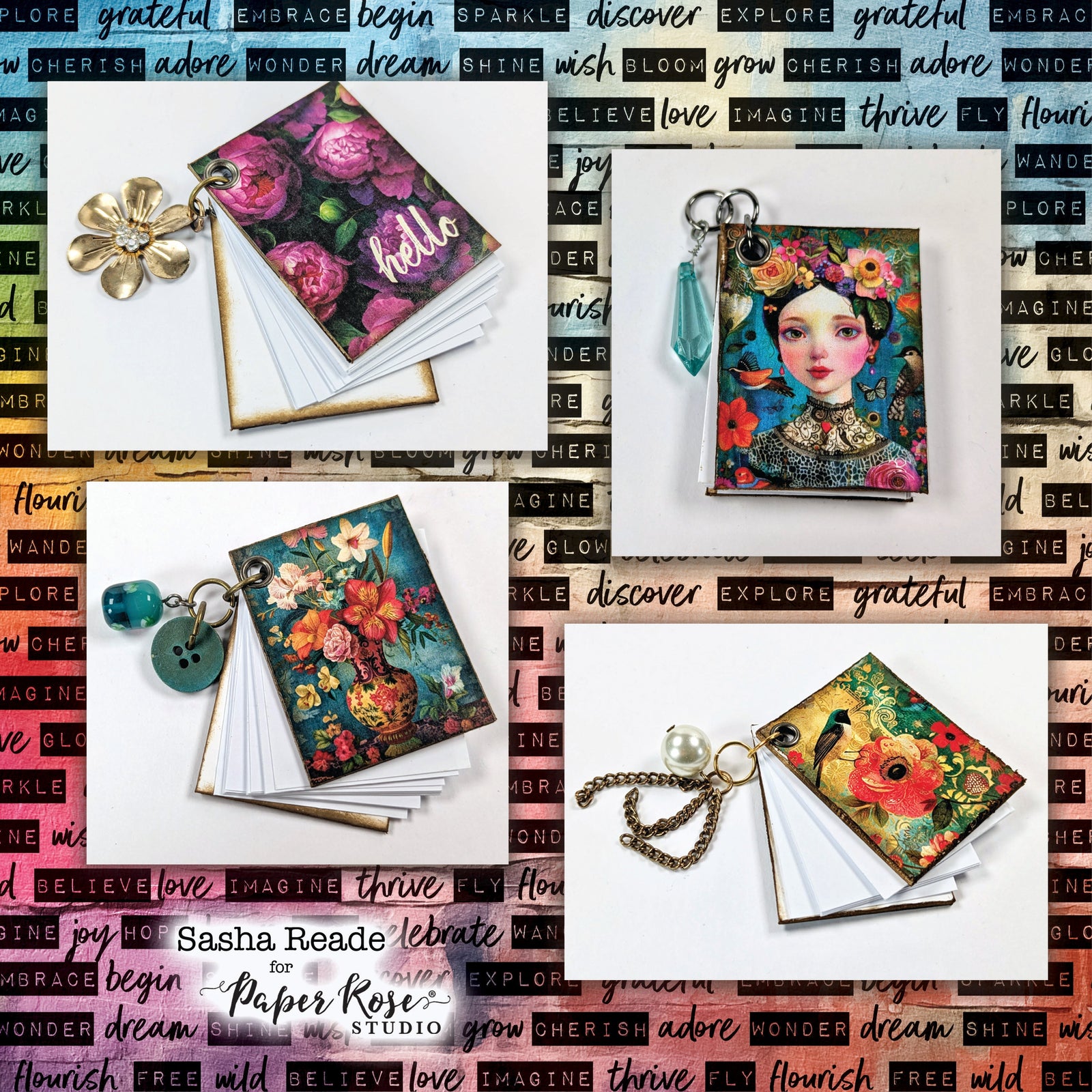 Portraits in Bloom Keychain Mini-Books - Sasha Reade