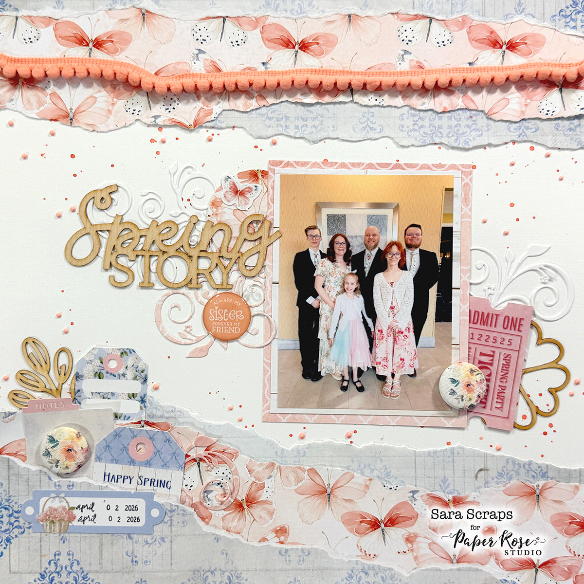 Primrose Garden Scrapbook Layout - Sara Scraps