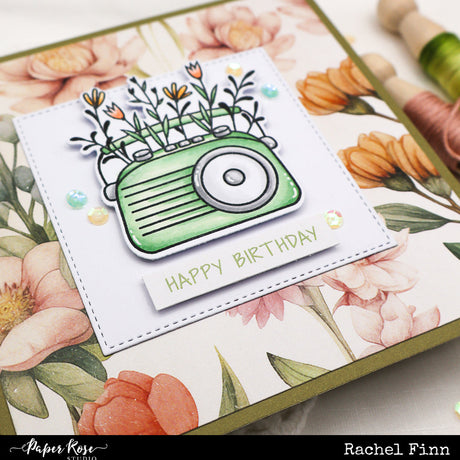 Vintage Floral TV & Radio Card - Rachel Finn