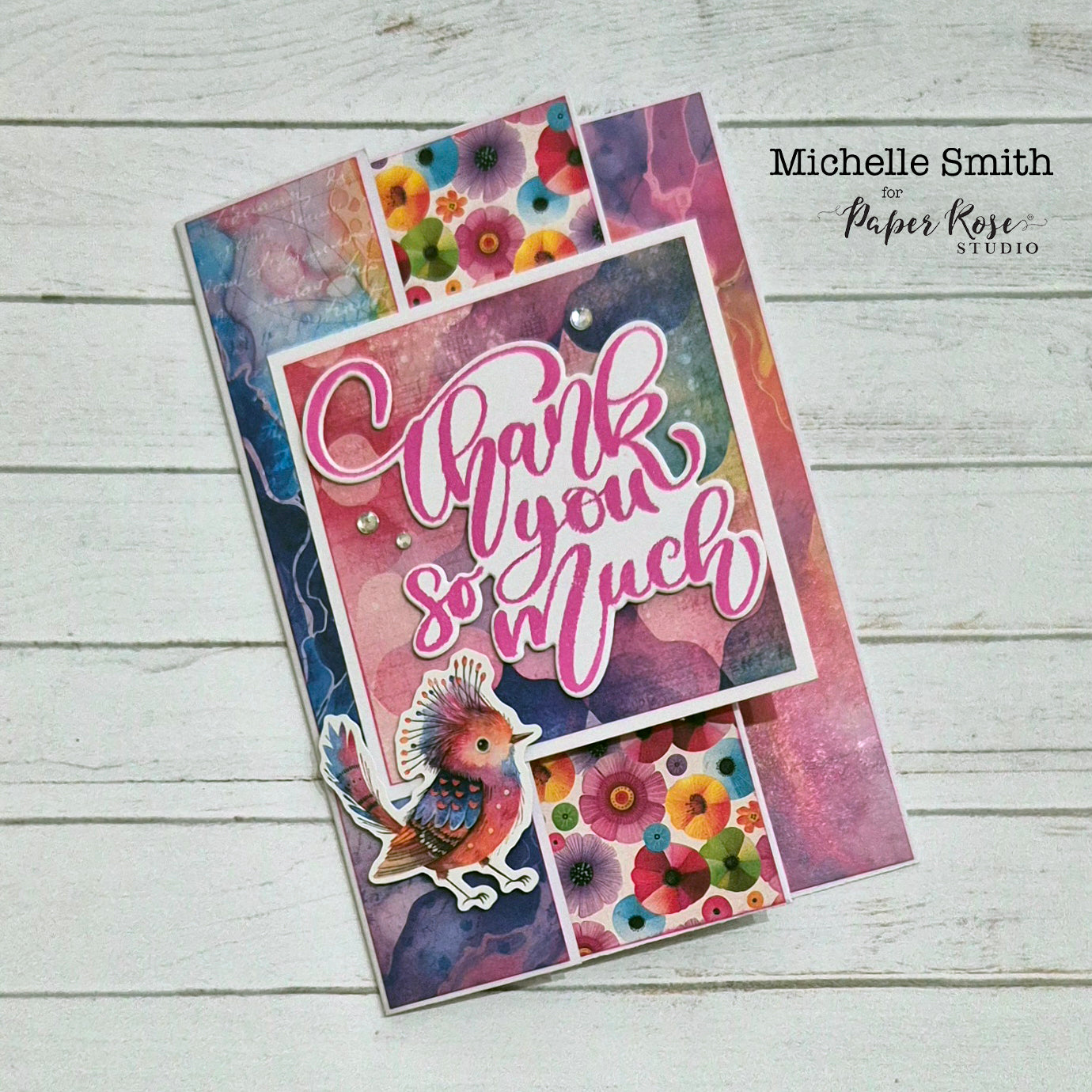 Rainbow Village Bird Fancy Fold Card - Michelle Smith