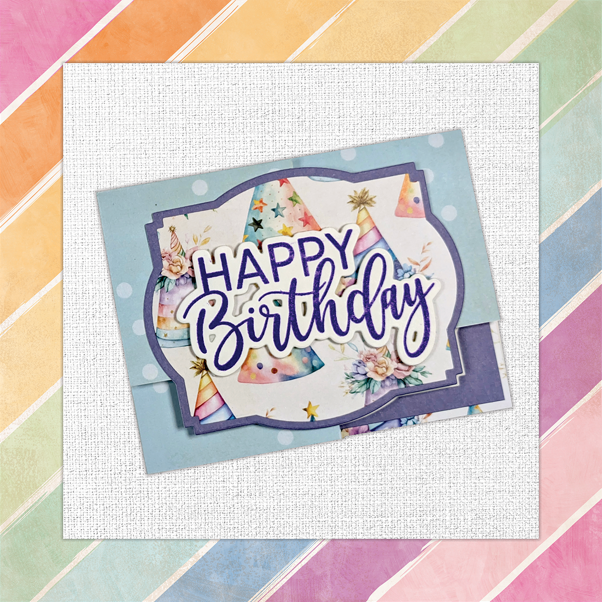 Birthday Fun, Botanical Blooms & Rainbow Village Fancy Fold Cards - Sasha Reade