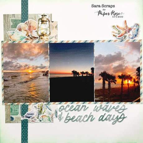 Seaside Memories Scrapbook Layout - Sara Scraps