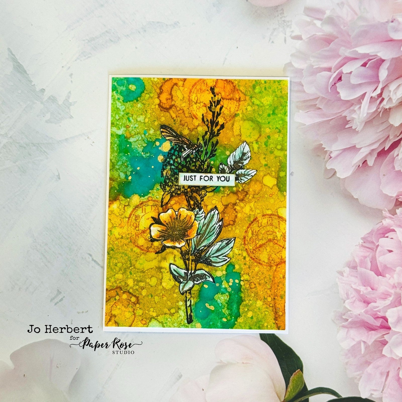 Sketchy Floral Stamped Card - Jo Herbert