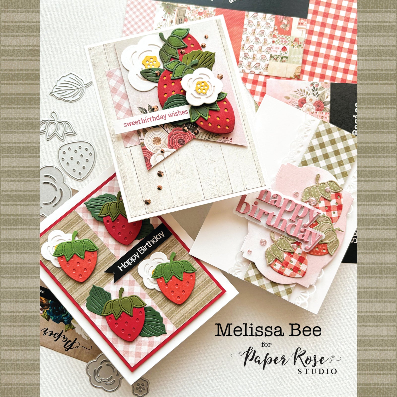 Strawberry Friends Die Cut Cards - Melissa Bee