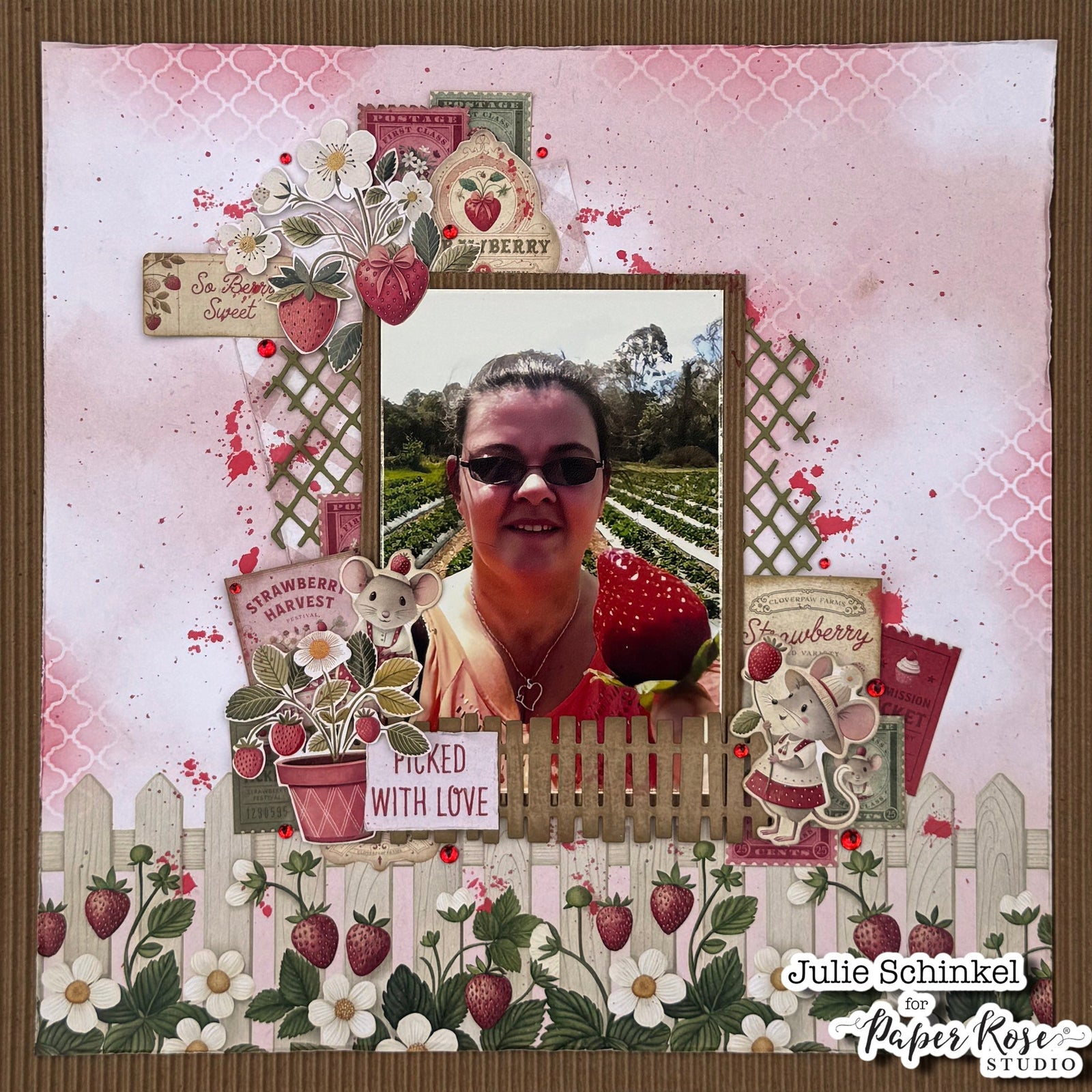 Strawberry Friends Scrapbook Layout - Julie Schinkel