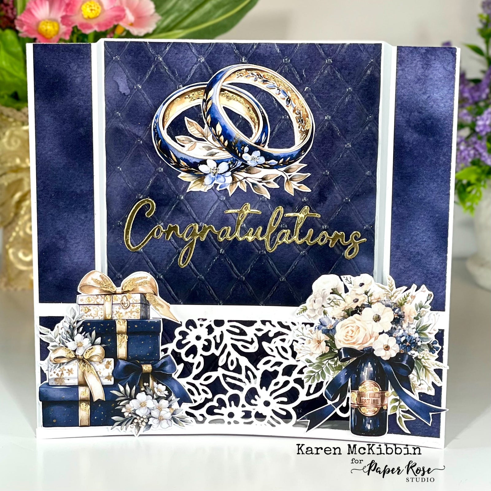 Wedding Blooms Fancy Fold Cards - Karen McKibbin