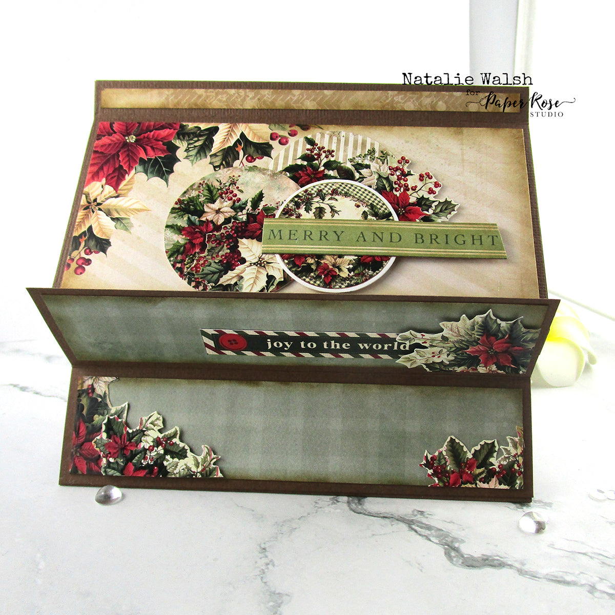 Christmas Holly Cradle Fold Card - Natalie Walsh