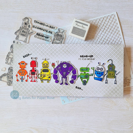 Robot Friends Slimline Card - Kelly Bates