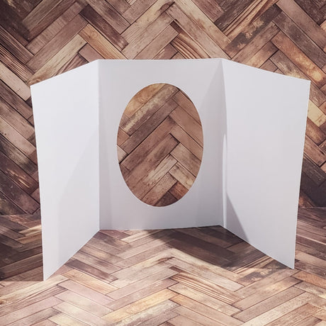 Oval Window Tri Fold White Card Bases - 105 x 148mm - 10 pieces 34599 - Paper Rose Studio