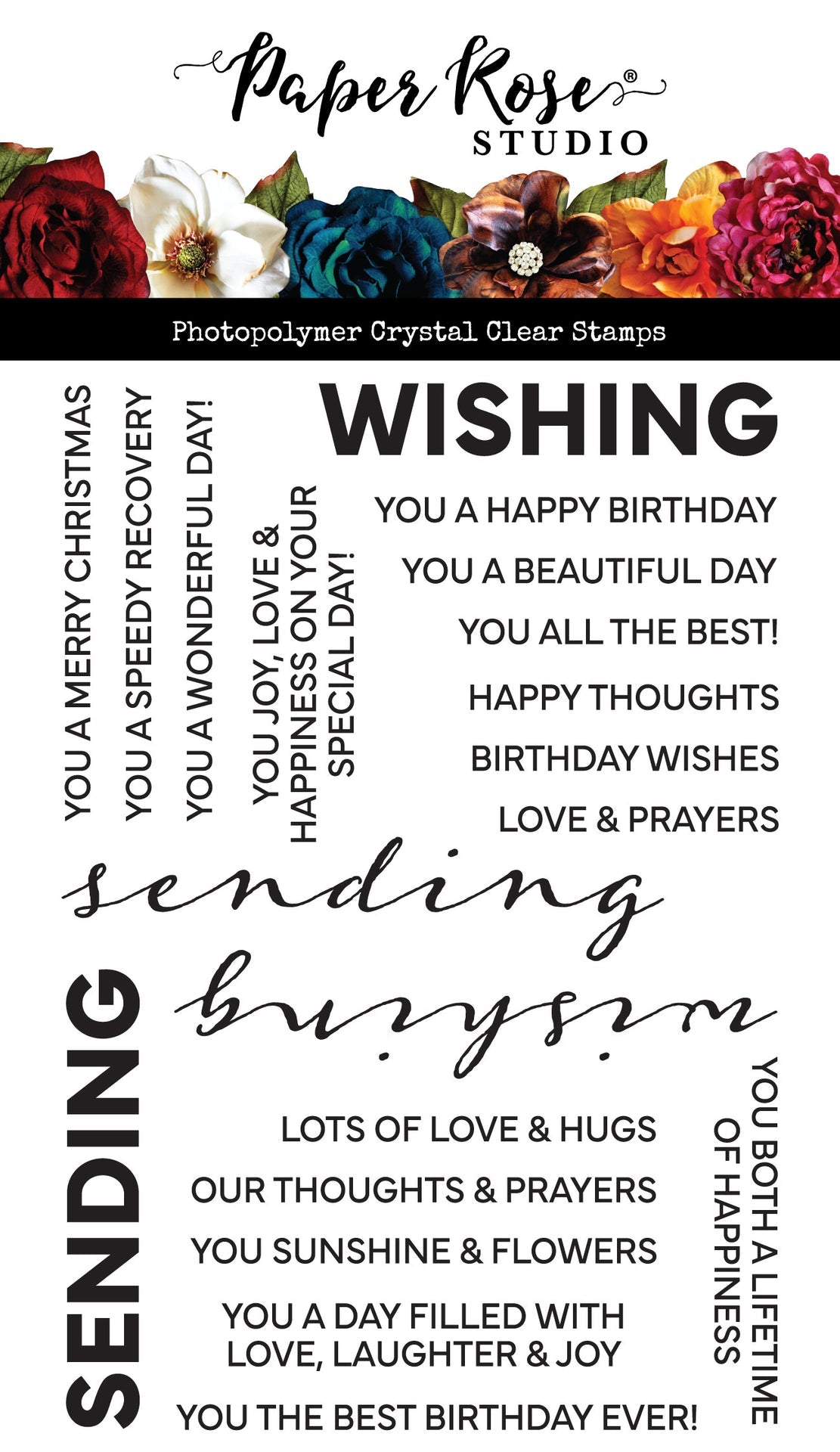 Wishing & Sending Sentiments Clear Stamps 34395 - Paper Rose Studio