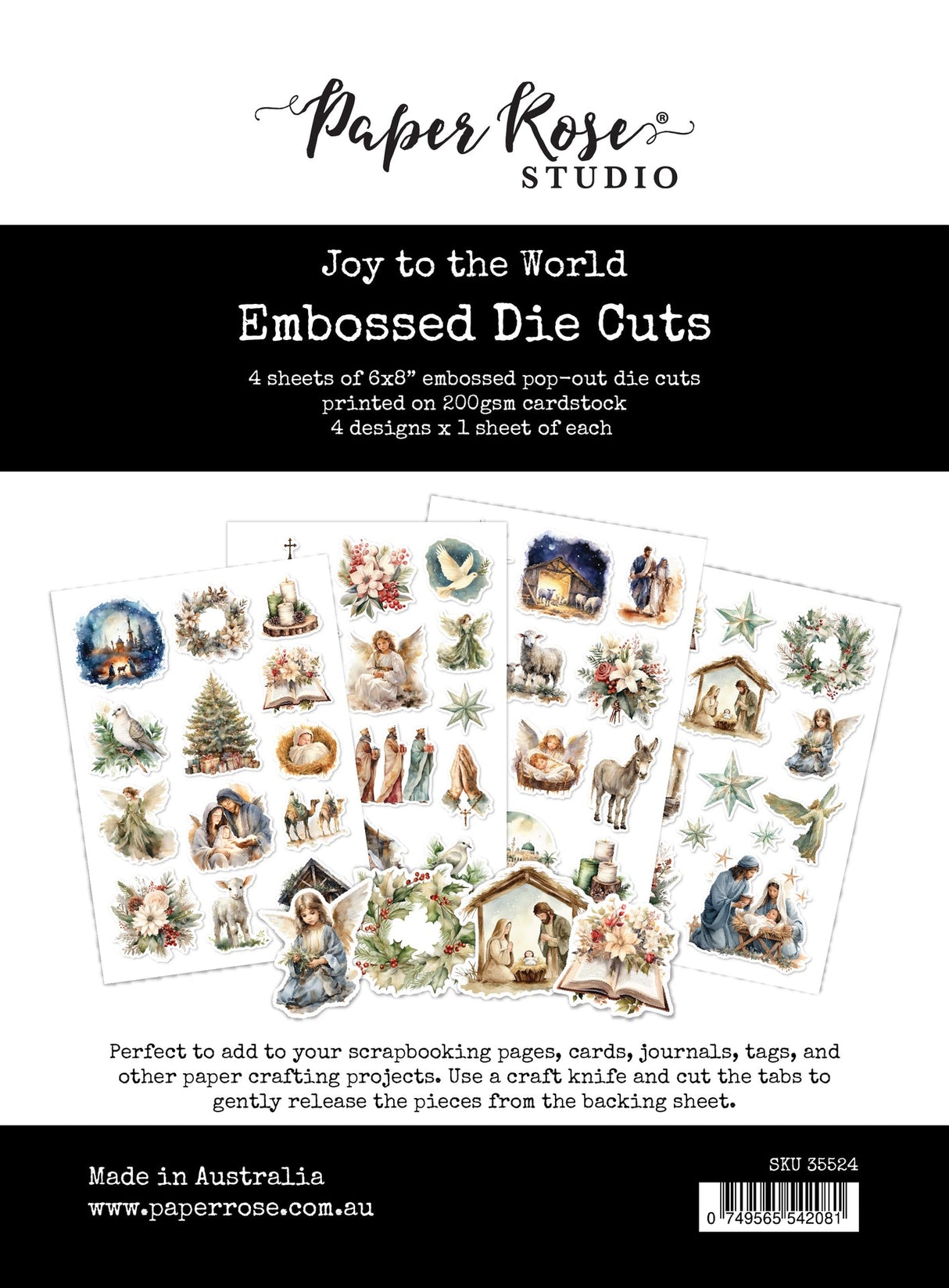 Joy to the World 6x8" Embossed Die Cuts 35524 - Paper Rose Studio