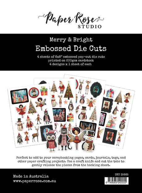 Merry and Bright 6x8" Embossed Die Cuts 35665 - Paper Rose Studio