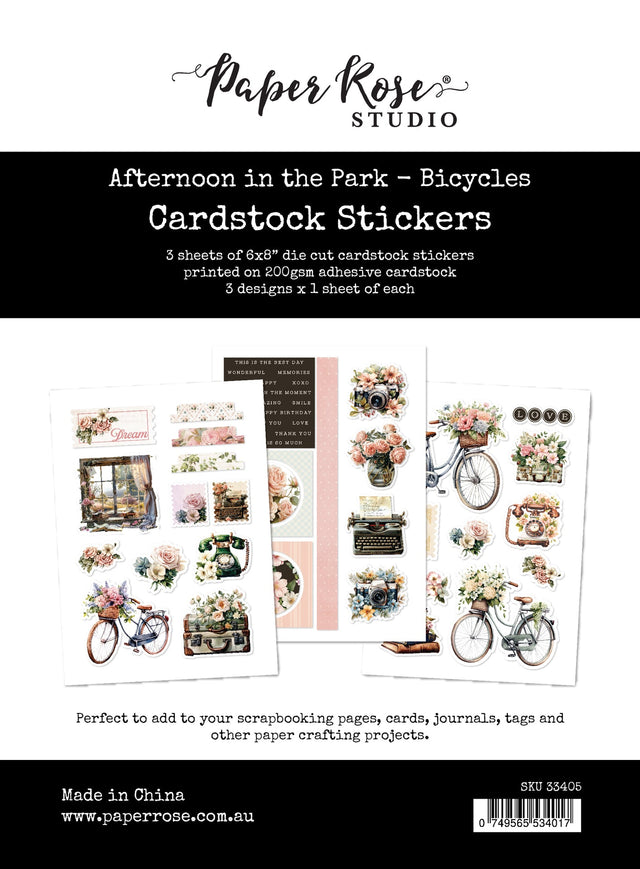 Afternoon in the Park 6x8 Cardstock Sticker Pack - Bicycles 33405 - Paper Rose Studio