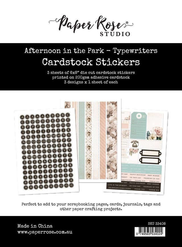 Afternoon in the Park 6x8 Cardstock Sticker Pack - Typewriters 33408 - Paper Rose Studio