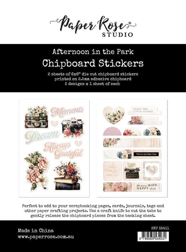 Afternoon in the Park 6x8 Chipboard Sticker Pack 33411 - Paper Rose Studio