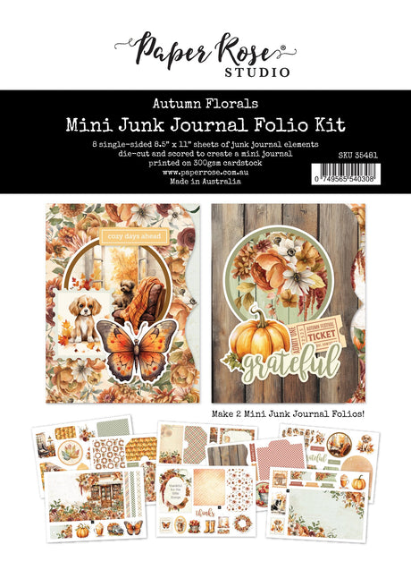 Autumn Florals 8.5" x 11" Mini Junk Journal Folio Kit 35481 - Paper Rose Studio